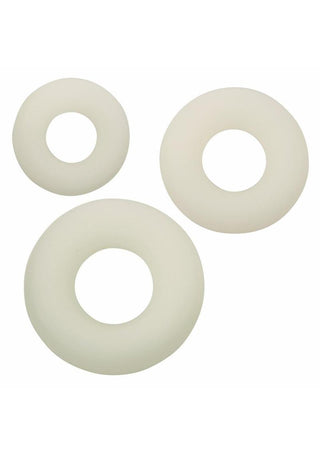 Alpha Glow In The Dark Liquid Silicone 3 Ring - White - Set