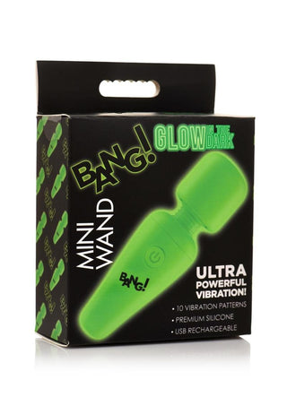 Bang! Glow In The Dark Rechargeable Silicone Mini Wand - Glow In The Dark/Green