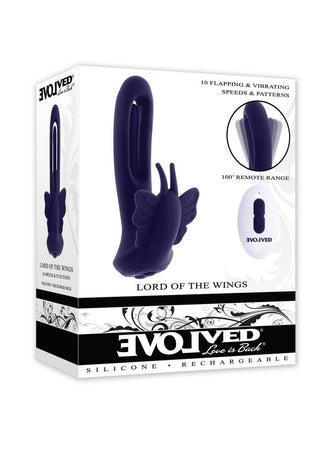 Lord Of The Wings Rechargeable Silicone Butterfly Stimulator with Remote - Purple