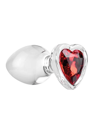 Adam and Eve Red Heart Gem Glass Anal Plug
