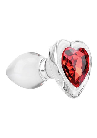 Adam and Eve Red Heart Gem Glass Anal Plug