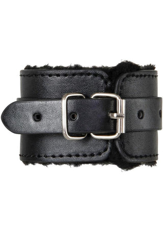 Adam and Eve 's Hog Tie Adjustable Vegan Leather Faux Fur Cuffs