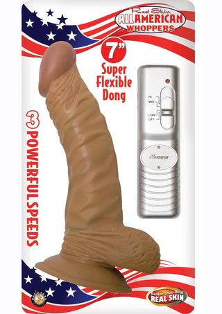 All American Whoppers Vibrating Dildo with Balls Latin - Brown/Caramel - 7in