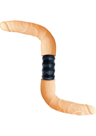 All American Whoppers Xtreme Vibrating Bend Double Dildo - Flesh/Vanilla