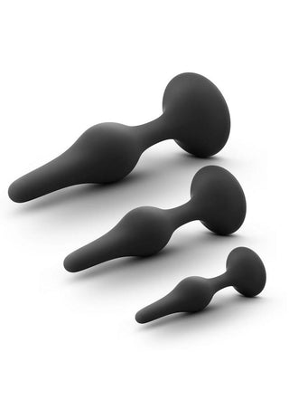 Anal Adventures Platinum Silicone Beginner Plug Kit - Black