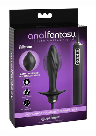 Anal Fantasy Elite Auto-Throb Rechargeable Silicone Inflatable Vibrating Plug - Black