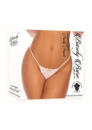 Barely Bare Lace Open Panty - Peach/Pink - One Size