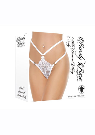 Barely Bare White Diamond Thong Panty - White - One Size