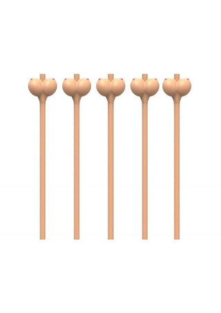 Boobylicious Boobie Party Straws - Flesh/Tan - 6 Per Pack