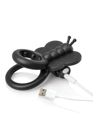 Charged Monarch USB Rechargeable Butterfly Vibe Silicone Cock Ring Waterproof