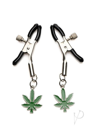 Charmed Mary Jane Nipple Clamps - Green/Metal/Silver