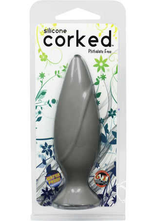 Corked Silicone Anal Plug - Charcoal/Grey - Small