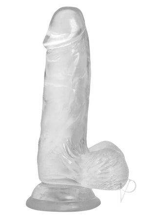 Crystal Addiction Dildo with Balls - Clear - 6in