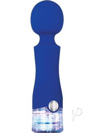 Dazzle Rechargeable Silicone Wand Massager with Glitter Handle - Blue