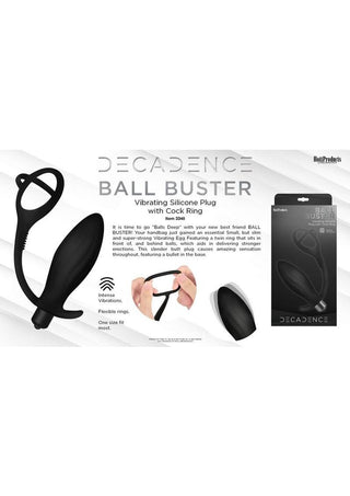 Decadence Ball Buster Silicone Vibrating Butt Plug with Cock Ring