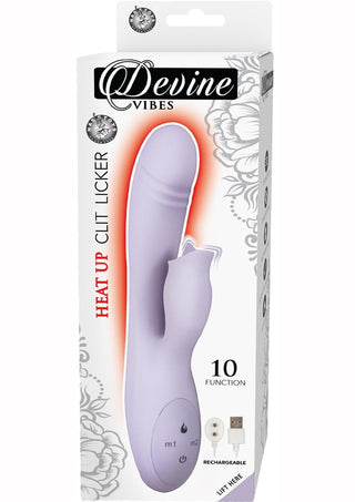 Devine Vibes Heat-Up Clit Licker Rechargeable Silicone Warming Vibrator - Lavender/Purple