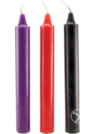 Doc Johnson Japanese Drip Candles - Assorted Colors/Black/Purple/Red - 3 Pack