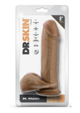 Dr. Skin Dr. William Dildo with Balls and Suction Cup - Caramel - 8in