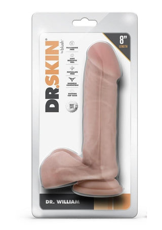 Dr. Skin Dr. William Dildo with Balls and Suction Cup - Vanilla - 8in