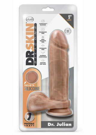 Dr. Skin Silicone Dr. Julian Dildo with Balls and Suction Cup - Caramel - 9in
