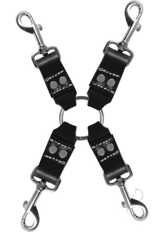 Edge Leather 4 Point Hog Tie - Black/Metal