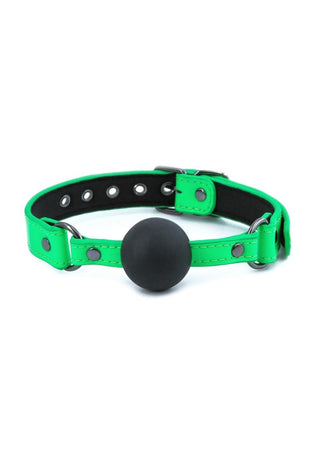 Electra Play Things Pu Leather Ball Gag - Green