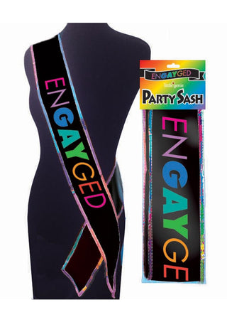 Engayged Pride Party Sash - Black/Rainbow