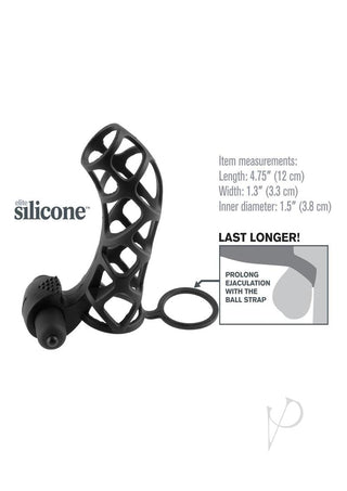 Fantasy X-Tensions Silicone Extreme Power Vibrating Cock Cage - Black