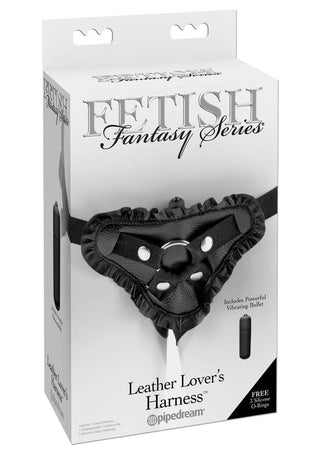 Fetish Fantasy Leather Lovers Vibrating Harness Adjustable - Black