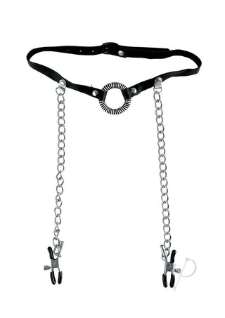 Fetish Fantasy Series Limited Edition O-Ring Gag and Nipple Clamps - Black