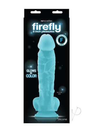 Firefly 8 Inch Pleasures Silicone Glow In The Dark Dildo - Blue/Glow In The Dark - 8in