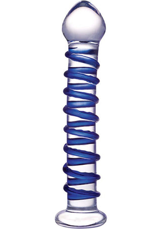 Glas Blue Spiral Glass Dildo - Blue/Clear