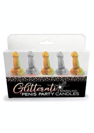 Glitterati Penis Party Candles - Gold/Silver - 5 Pack