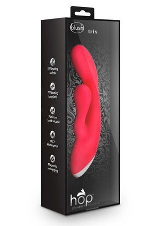 Hop Trix Rechargeable Silicone Rabbit Vibrator- Cerise - Pink