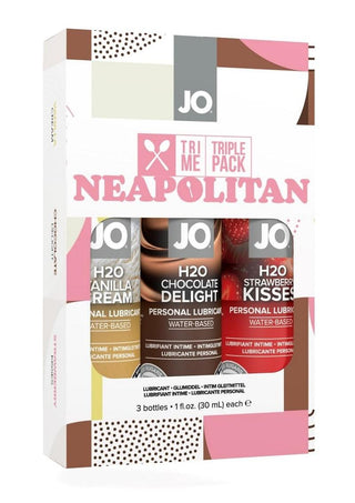 JO Tri Me Triple Pack Water Based Flavored Lubricants - Neapolitan Collection