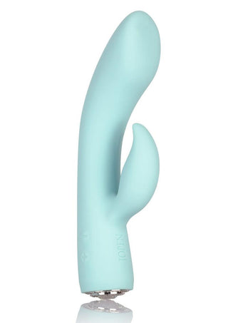 Jopen Pave Marilyn Rechargeable Silicone Curved Rabbit Vibrator with Crystals - Blue/Teal