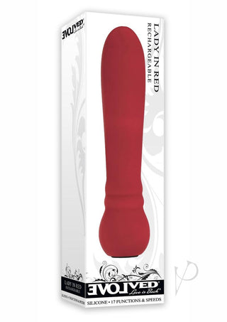 Lady In Red Rechargeable Silicone Bullet Vibrator with 17 Functions and Speeds - Red