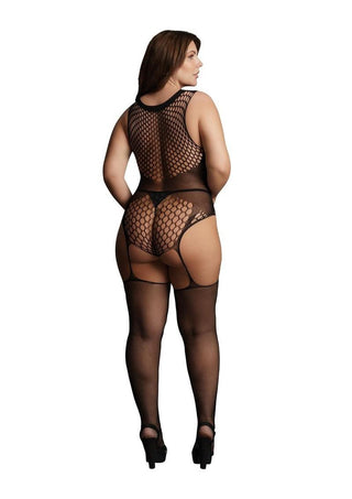 Le Desir Contrast Fence Net Suspender Bodystocking