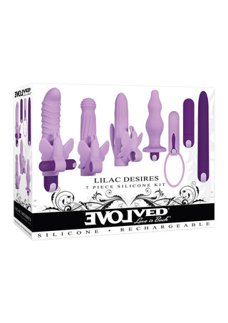 Lilac Desires Silicone Rechargeable Butterfly Kit - Purple - 7 Piece Kit