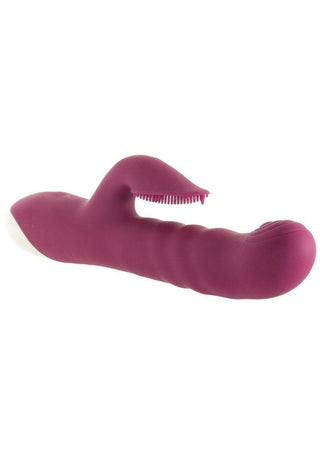 Lovely Lucy Rechargeable Silicone Dual Vibrator with Clitoral Stimulator