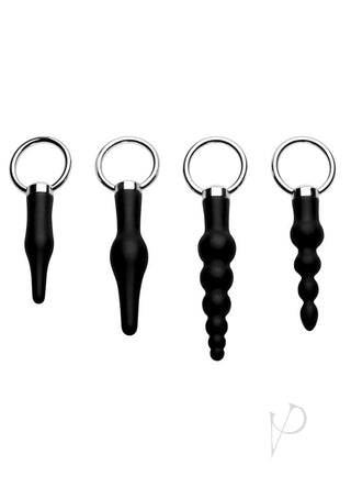 Master Series 4 Piece Anal Rimmer Ringed Silicone Kit - Black