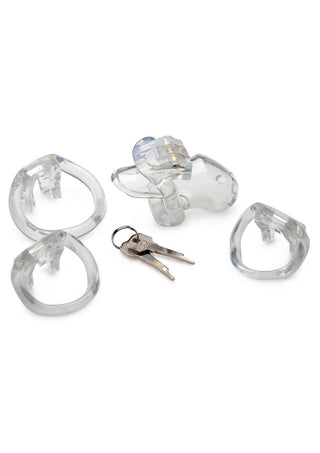 Master Series Clear Captor Chastity Cage with Keys - Clear - Small