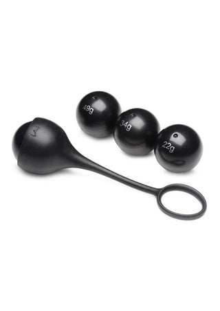 Master Series Cock Dangler Silicone Penis Strap with Weights - Black