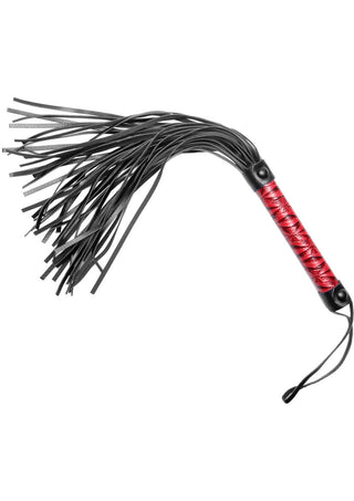 Master Series - Crimson Tied Flogged Embossed Flogger - Black/Red