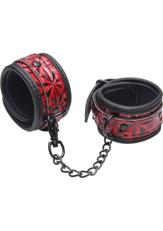 Master Series Cuffed Embossed Ankle Cuffs - Black/Red