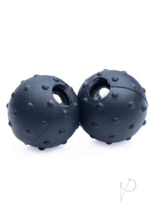 Master Series Dragon's Orbs Nubbed Silicone Magnetic Balls - Black/Metal