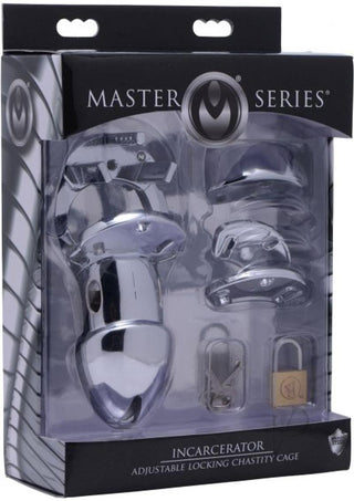 Master Series Incarcerator Adjustable Locking Chastity Cage - Silver