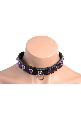 Master Series Leather Collar with Rhinestones