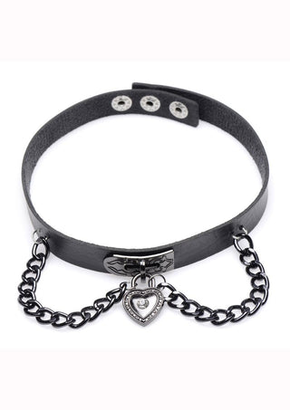 Master Series Silicone Gothic Heart Chain Choker - Black