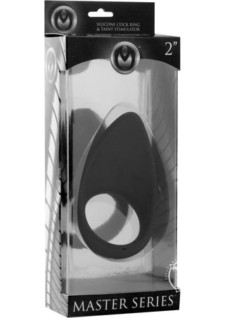 Master Series Taint Teaser Silicone Cock Ring and Taint Stimulator - Black - 2in